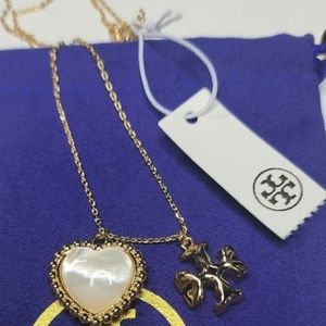 Tory Burch charms logo heart necklace
